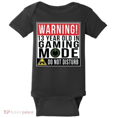 Warning 13 Year Old in Gaming Mode Teenager Baby Bodysuit