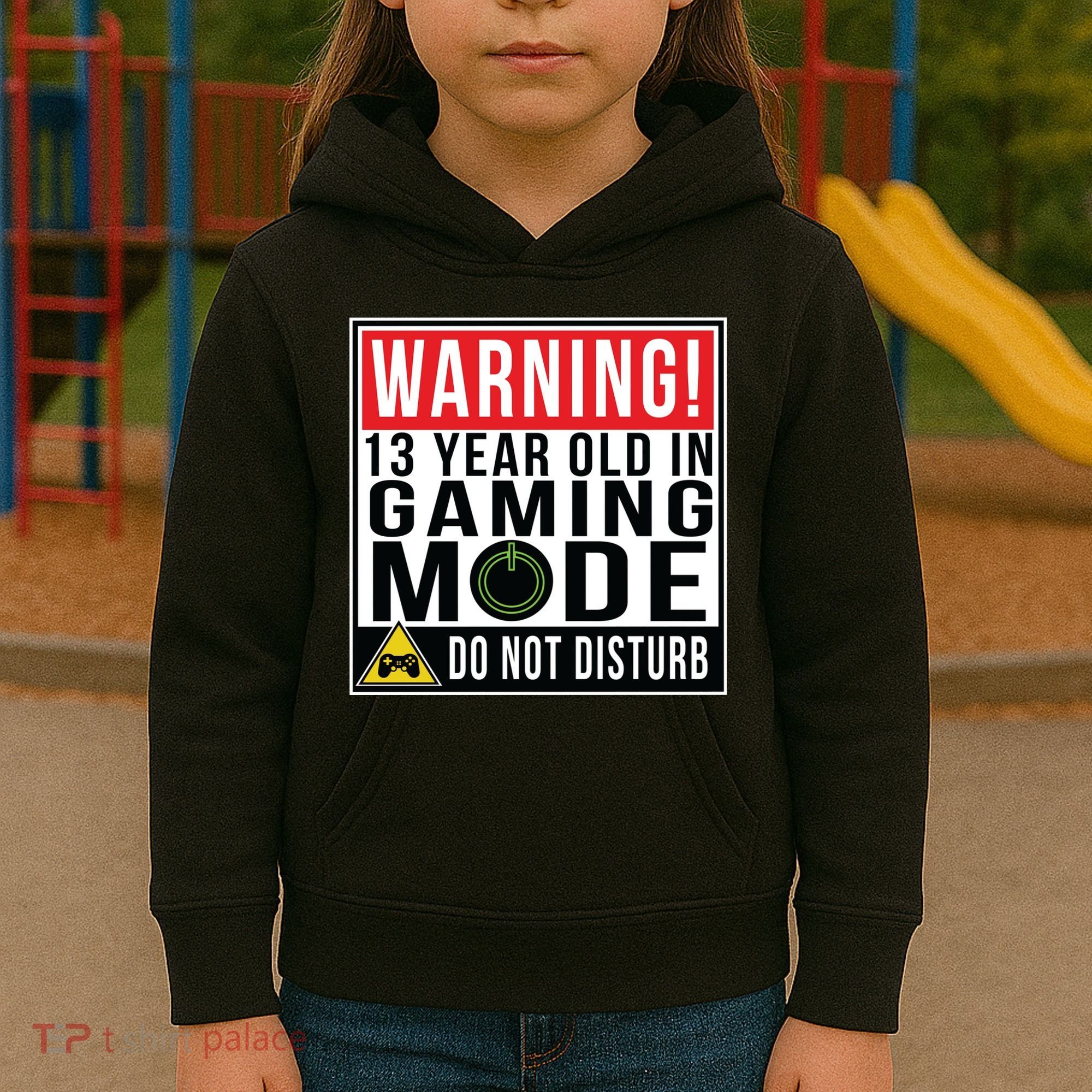 Warning 13 Year Old in Gaming Mode Teenager Kids Hoodie