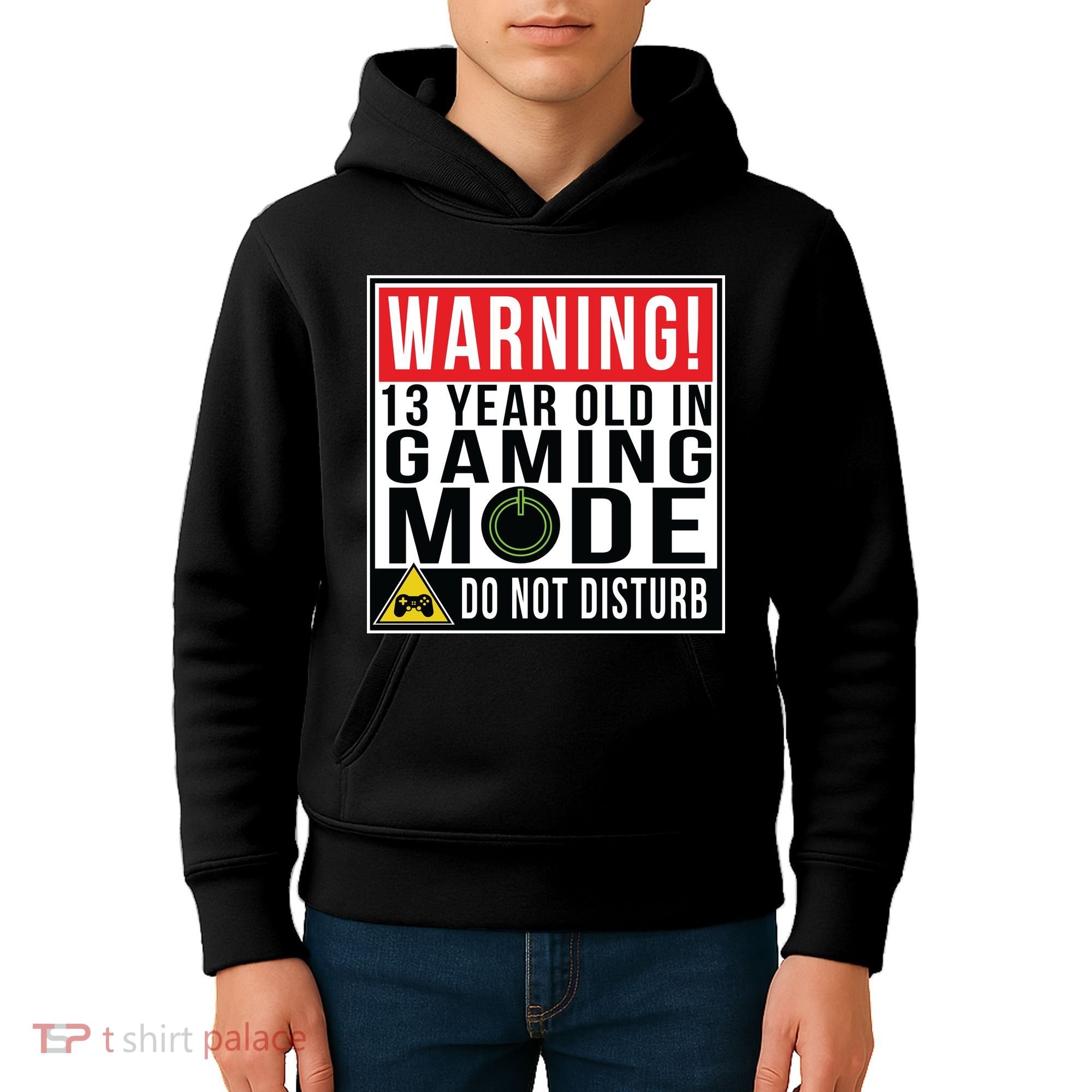 Warning 13 Year Old in Gaming Mode Teenager Kids Hoodie