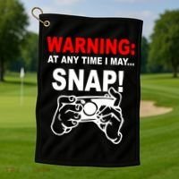 Warning At Any Time I May SNAP Golf Towel thumb 1