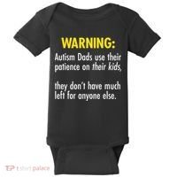 Warning Autism Dads Patience Baby Bodysuit thumb 0
