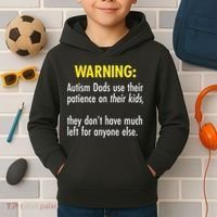 Warning Autism Dads Patience Kids Hoodie thumb 2