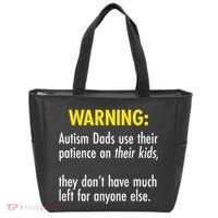 Warning Autism Dads Patience Tote Bag thumb 0