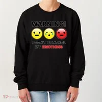 Warning Can't Control Emotions Emoji Face Women's Sweatshirt thumb 0