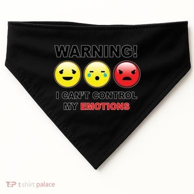 Warning Can't Control Emotions Emoji Face USA-Made Doggie Bandana