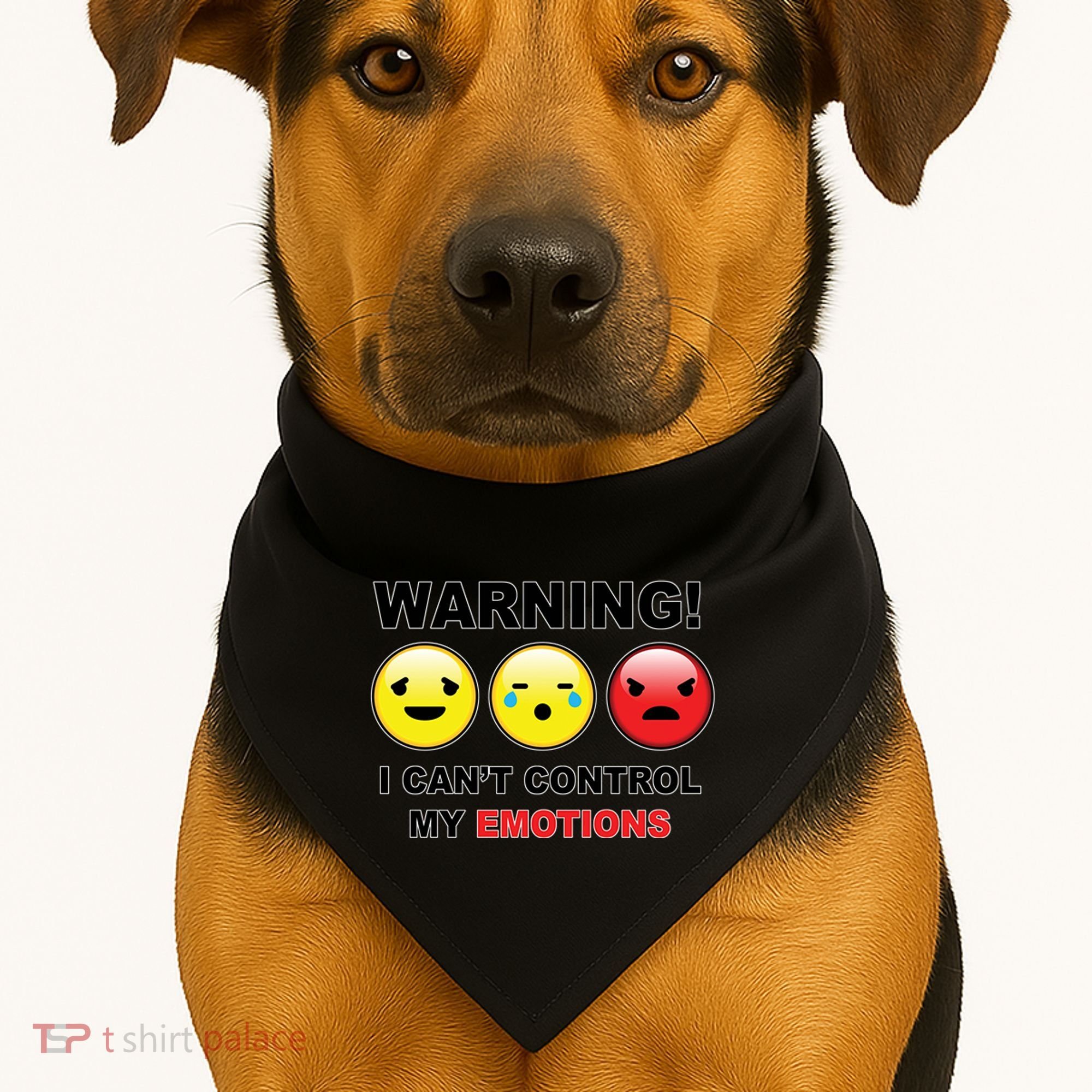 Warning Can't Control Emotions Emoji Face USA-Made Doggie Bandana