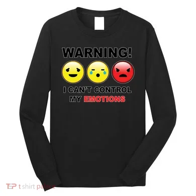Warning Can't Control Emotions Emoji Face Long Sleeve Shirt