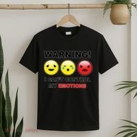 Warning Can't Control Emotions Emoji Face T-Shirt thumb 2