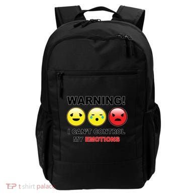 Warning Can't Control Emotions Emoji Face Backpack