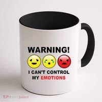 Warning Can't Control Emotions Emoji Face Coffee Mug thumb 1