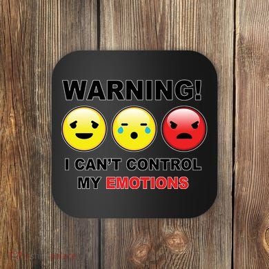 Warning Can't Control Emotions Emoji Face Coaster