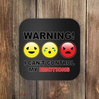 Warning Can't Control Emotions Emoji Face Coaster thumb 0