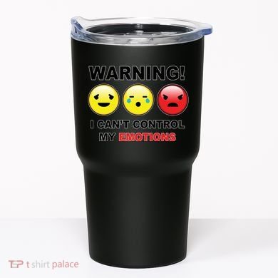 Warning Can't Control Emotions Emoji Face Tumbler