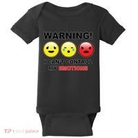 Warning Can't Control Emotions Emoji Face Baby Bodysuit thumb 0