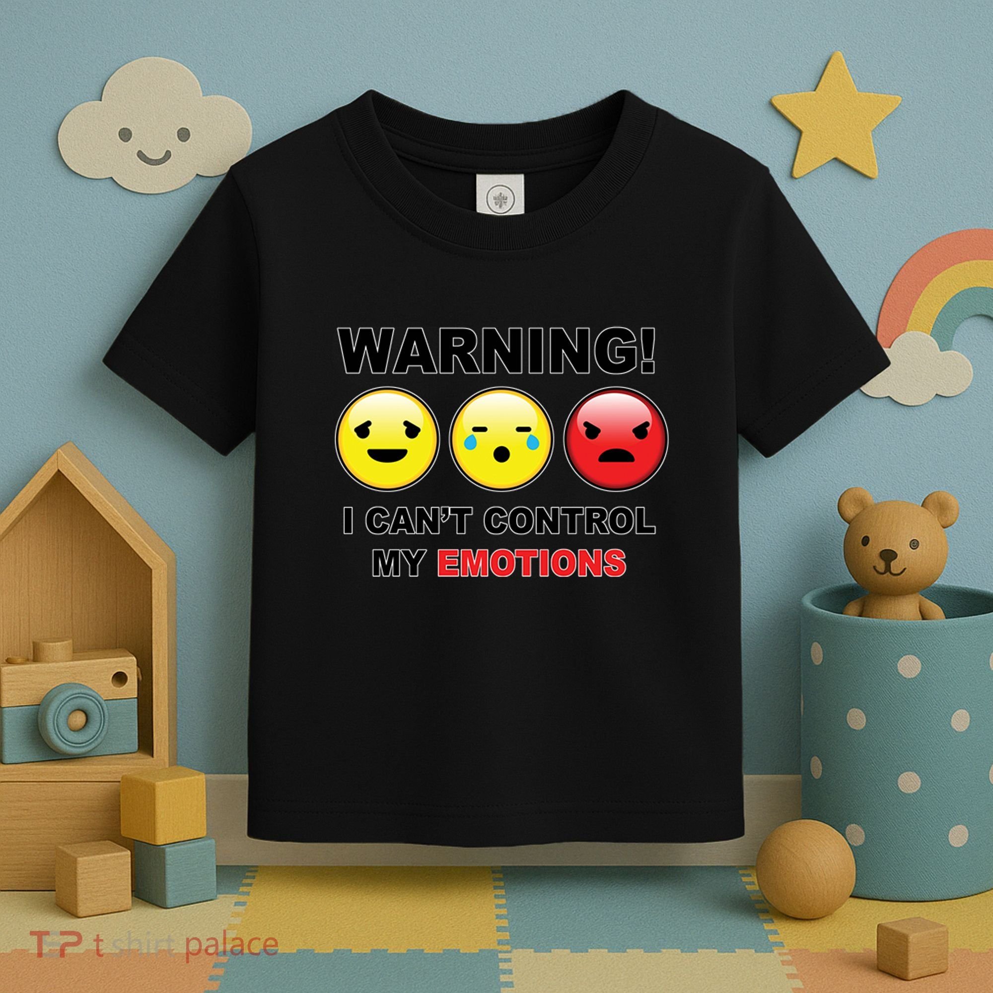 Warning Can't Control Emotions Emoji Face Toddler T-Shirt