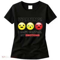 Warning Can't Control Emotions Emoji Face Women's T-Shirt thumb 0