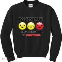 Warning Can't Control Emotions Emoji Face Kids Sweatshirt thumb 0