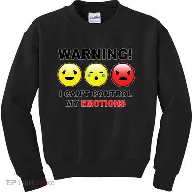 Warning Can't Control Emotions Emoji Face Kids Sweatshirt