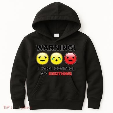 Warning Can't Control Emotions Emoji Face Kids Hoodie