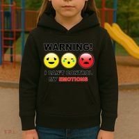 Warning Can't Control Emotions Emoji Face Kids Hoodie thumb 3