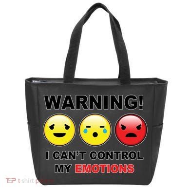 Warning Can't Control Emotions Emoji Face Tote Bag