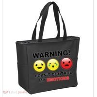 Warning Can't Control Emotions Emoji Face Tote Bag thumb 2