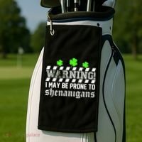 Warning I May be Prone to Shenanigans Golf Towel thumb 2