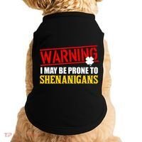 Warning I May Be Prone to Shenanigans St. Patrick's Day Clover Doggie Tank thumb 0