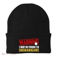 Warning I May Be Prone to Shenanigans St. Patrick's Day Clover Beanie thumb 0