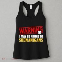 Warning I May Be Prone to Shenanigans St. Patrick's Day Clover Women's Tank Top thumb 3