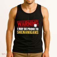 Warning I May Be Prone to Shenanigans St. Patrick's Day Clover Tank Top thumb 3