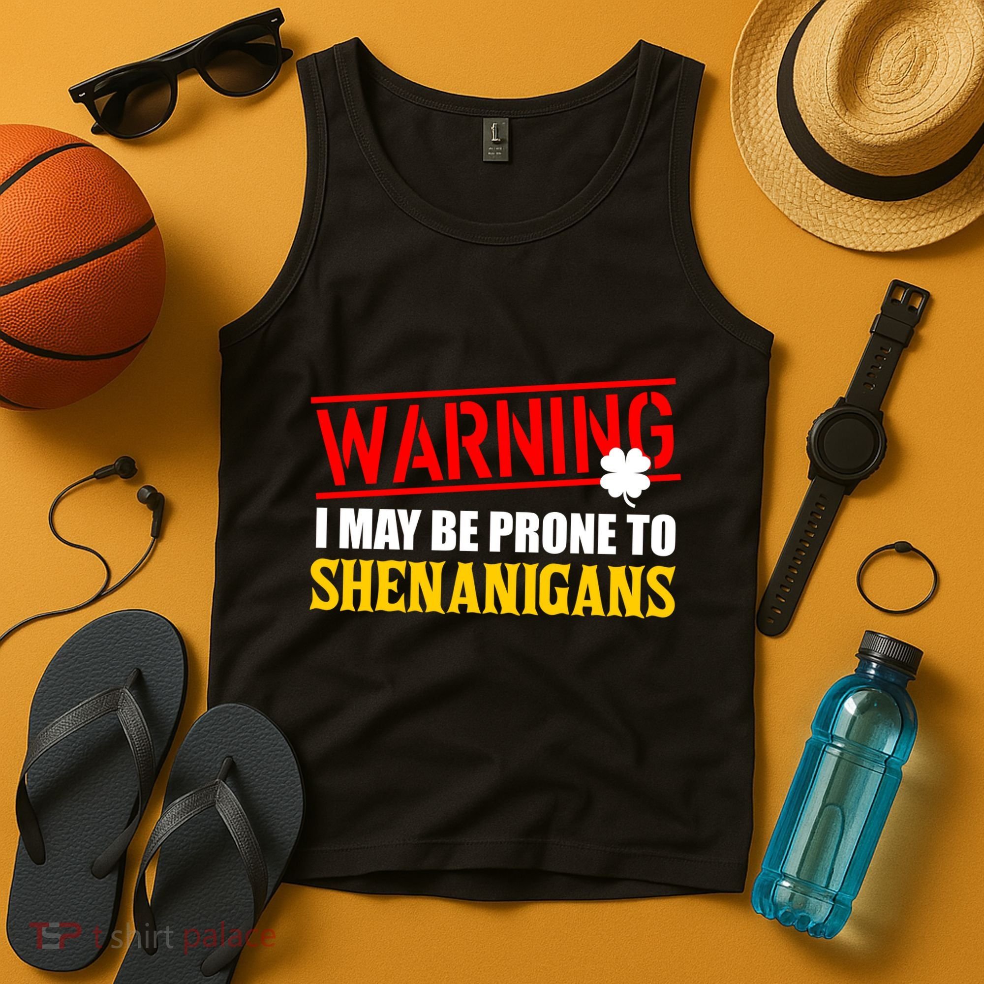 Warning I May Be Prone to Shenanigans St. Patrick's Day Clover Tank Top