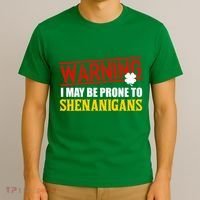 Warning I May Be Prone to Shenanigans St. Patrick's Day Clover T-Shirt thumb 3