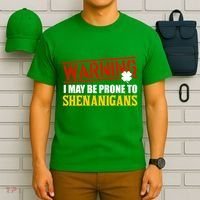 Warning I May Be Prone to Shenanigans St. Patrick's Day Clover T-Shirt thumb 6