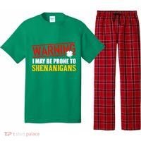 Warning I May Be Prone to Shenanigans St. Patrick's Day Clover Pajama Set thumb 0