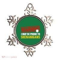 Warning I May Be Prone to Shenanigans St. Patrick's Day Clover Ornament thumb 0