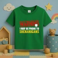 Warning I May Be Prone to Shenanigans St. Patrick's Day Clover Toddler T-Shirt thumb 3