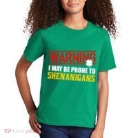 Warning I May Be Prone to Shenanigans St. Patrick's Day Clover Kids T-Shirt thumb 2