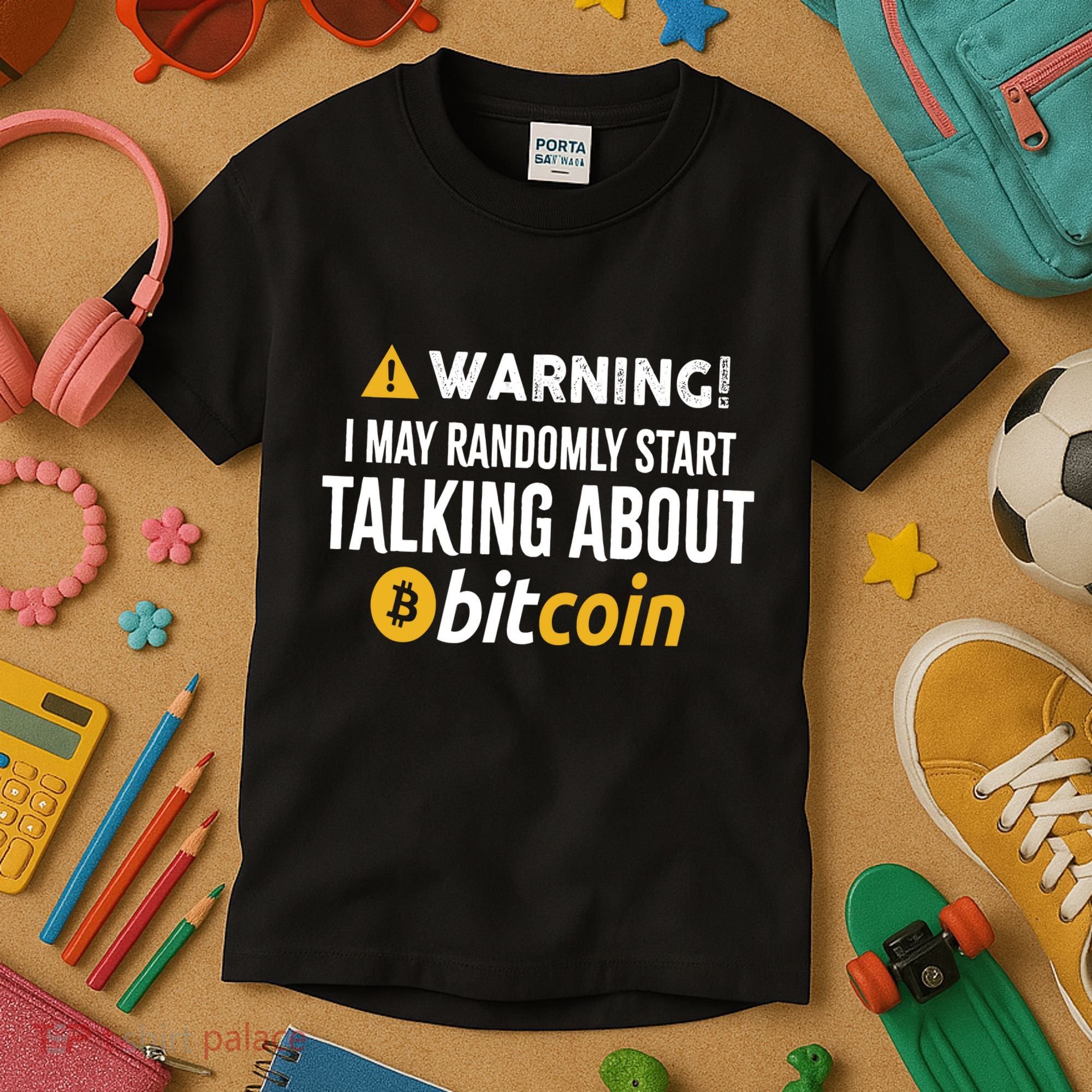 Warning I May Randomly Start Talking About Bitcoin Kids T-Shirt