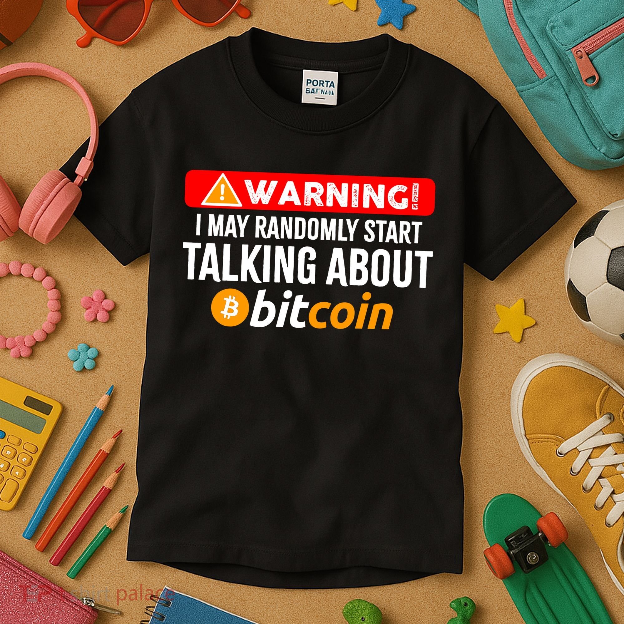 Warning I May Start Talking About Bitcoin Funny Crypto Kids T-Shirt