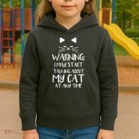 Warning I May Start Talking About My Cat Kids Hoodie thumb 3