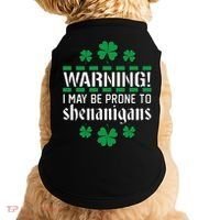 Warning! May Be Prone to Shenanigans Irish Clovers Doggie Tank thumb 0
