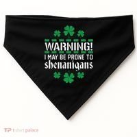 Warning! May Be Prone to Shenanigans Irish Clovers USA-Made Doggie Bandana thumb 0