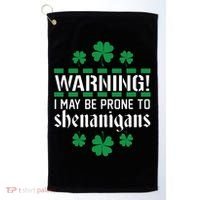 Warning! May Be Prone to Shenanigans Irish Clovers Golf Towel thumb 0