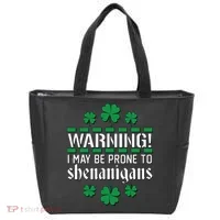 Warning! May Be Prone to Shenanigans Irish Clovers Tote Bag thumb 0