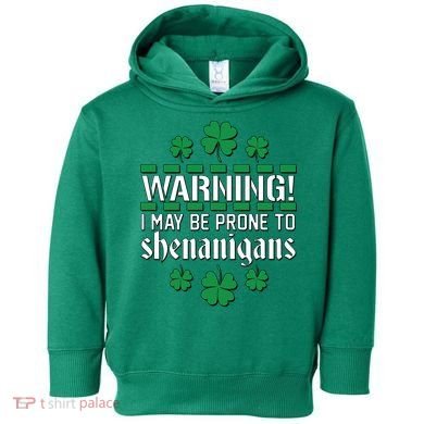 Warning! May Be Prone to Shenanigans Irish Clovers Toddler Hoodie