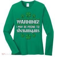 Warning! May Be Prone to Shenanigans Irish Clovers Women's Long Sleeve Shirt thumb 0
