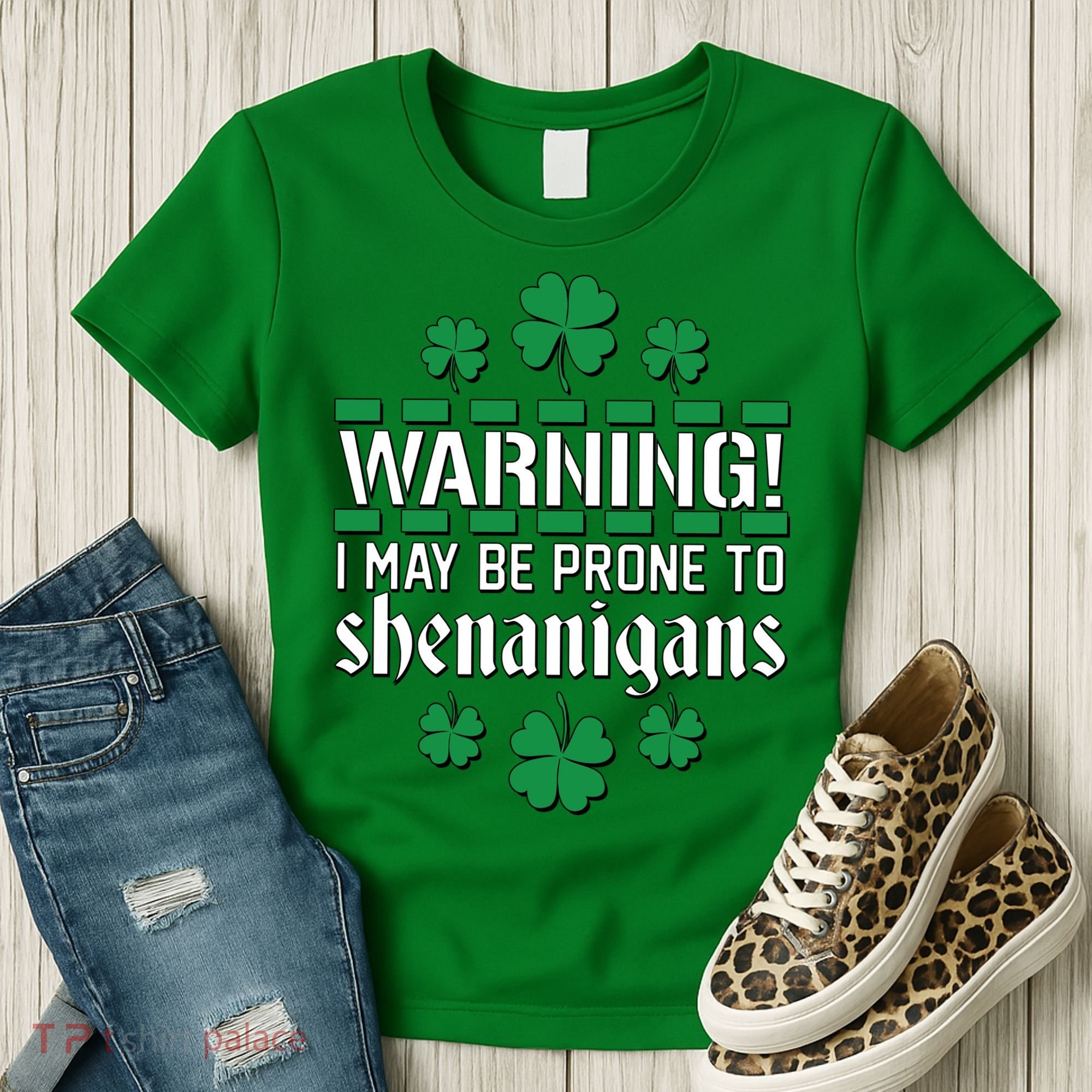 Warning! May Be Prone to Shenanigans Irish Clovers Women's T-Shirt