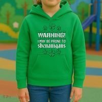 Warning! May Be Prone to Shenanigans Irish Clovers Kids Hoodie thumb 3