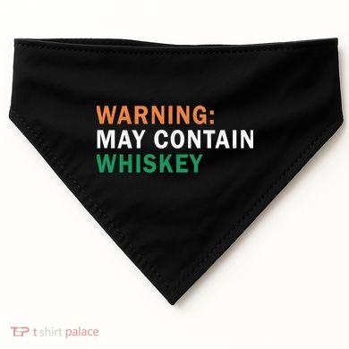 Warning May Contain Whiskey USA-Made Doggie Bandana